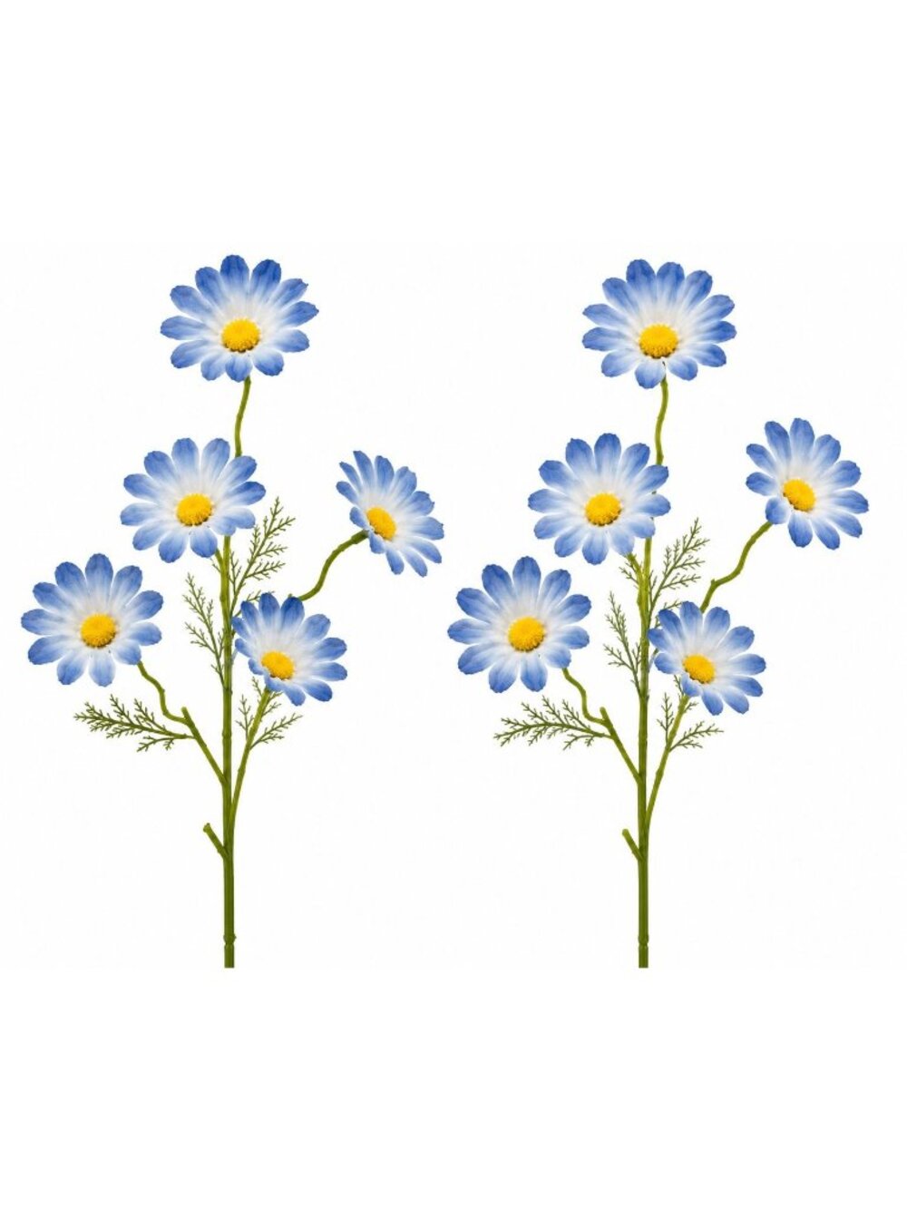 Set of 2 Blue Cosmos Stems Artificial Wildflowers Dusty Blue Ombre Flowers Farmh